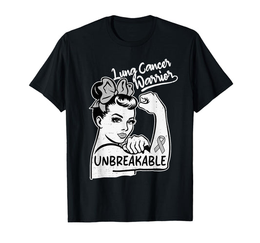 Womens Lung Cancer Warrior Awareness Survivor White Ribbon T-Shirt