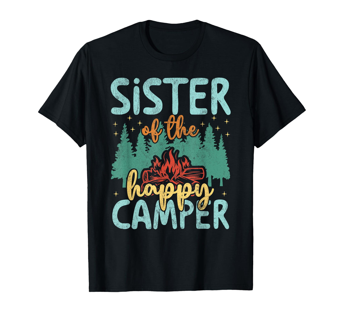 Sister of Happy Camper 1st Birthday Party Retro Sister T-Shirt