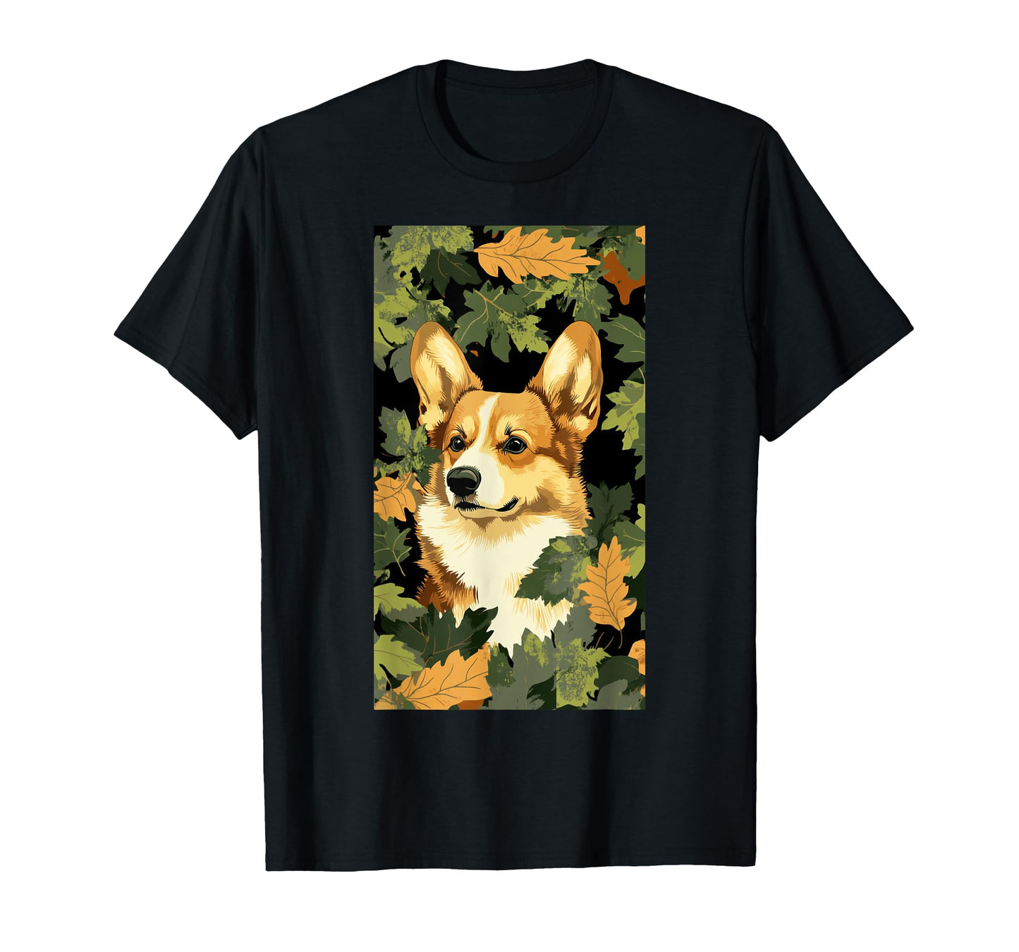 Pembroke Welsh Corgi Leaf Camouflage Pattern T-Shirt