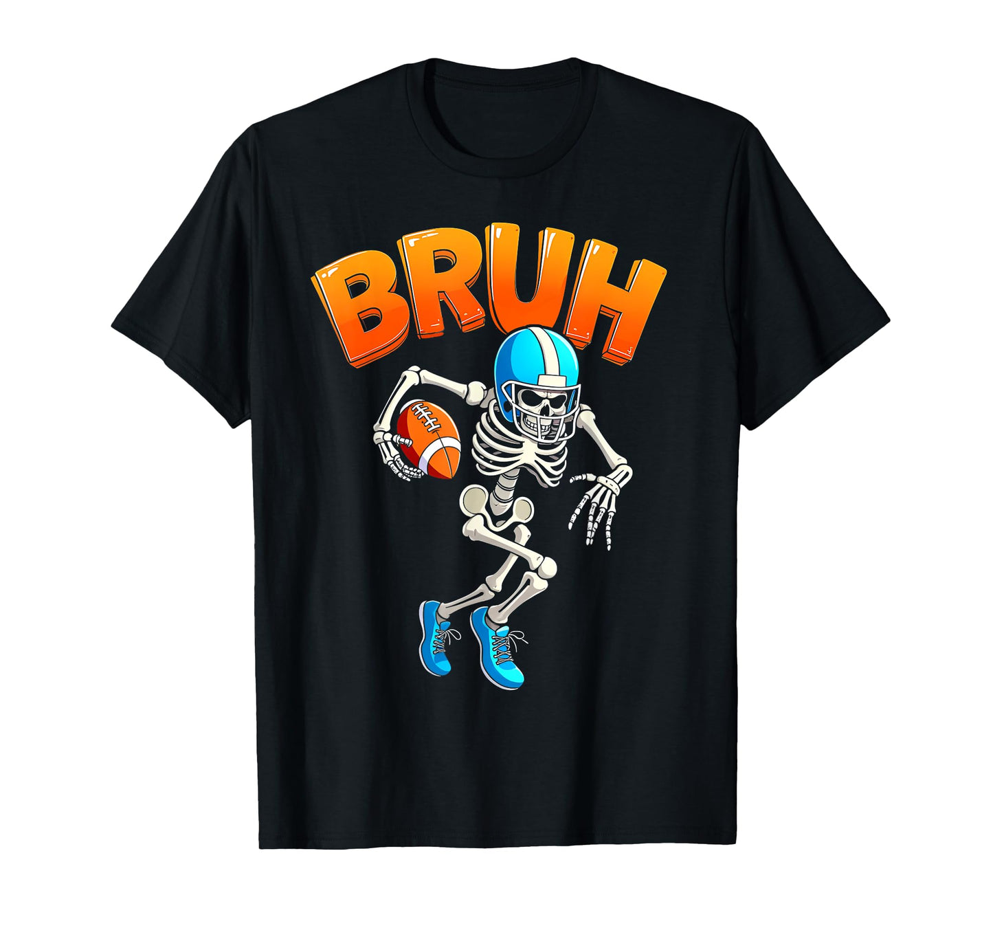 Funny Skeleton Football Halloween Spooky Football Player T-Shirt
