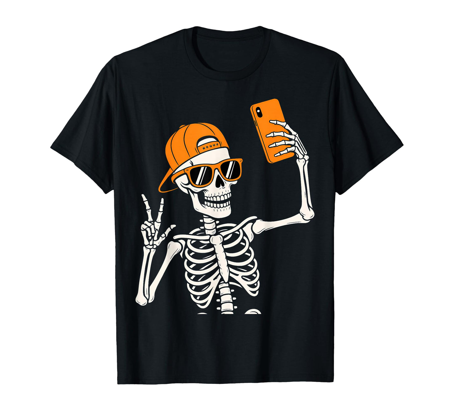Funny Halloween Skeleton Selfie Costume T-Shirt