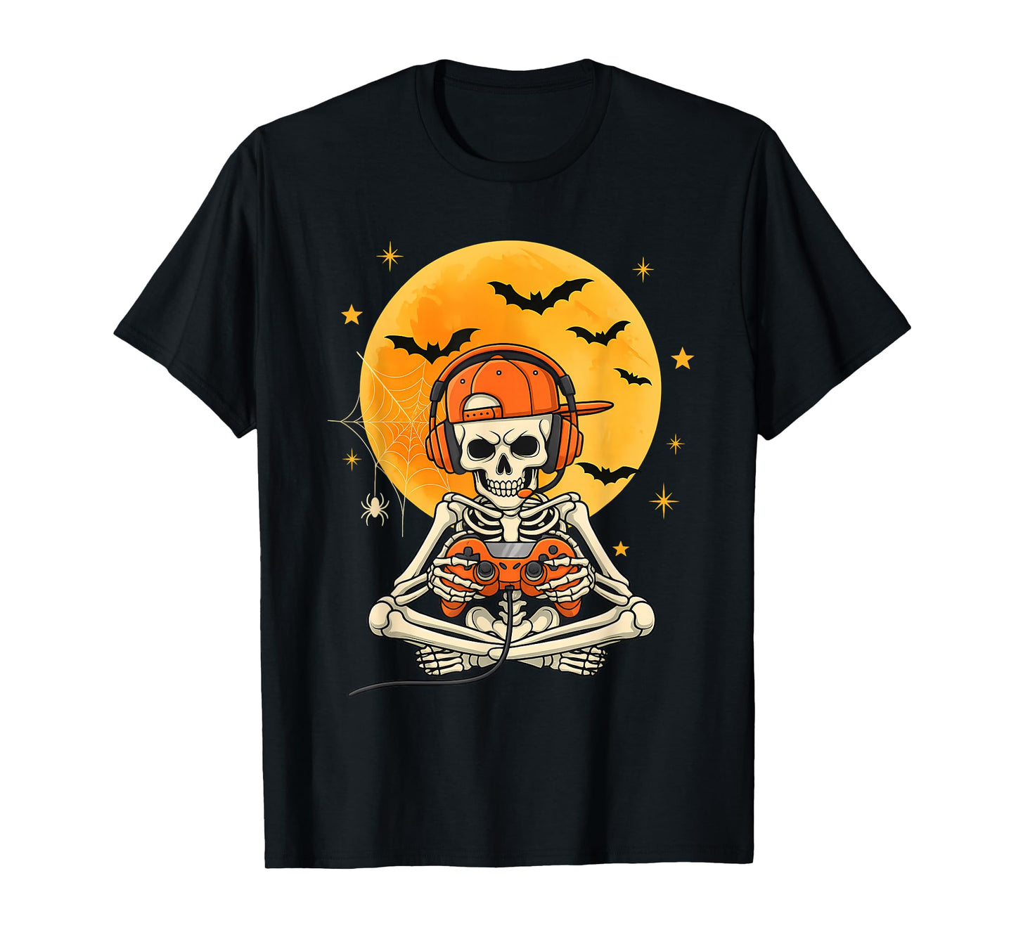 Halloween Skeleton Gamer Funny Video Gaming Design T-Shirt