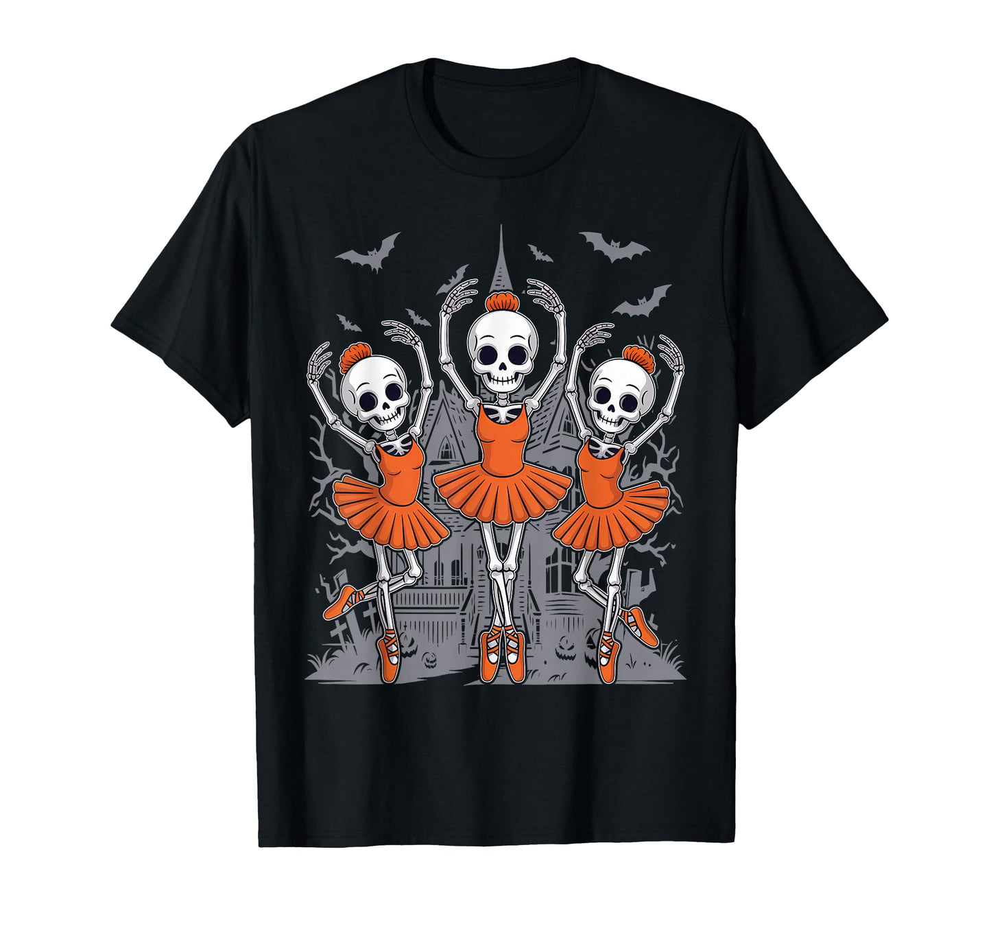 Dancing Skeleton Ballerina Ballet Dance Halloween Women Girl T-Shirt