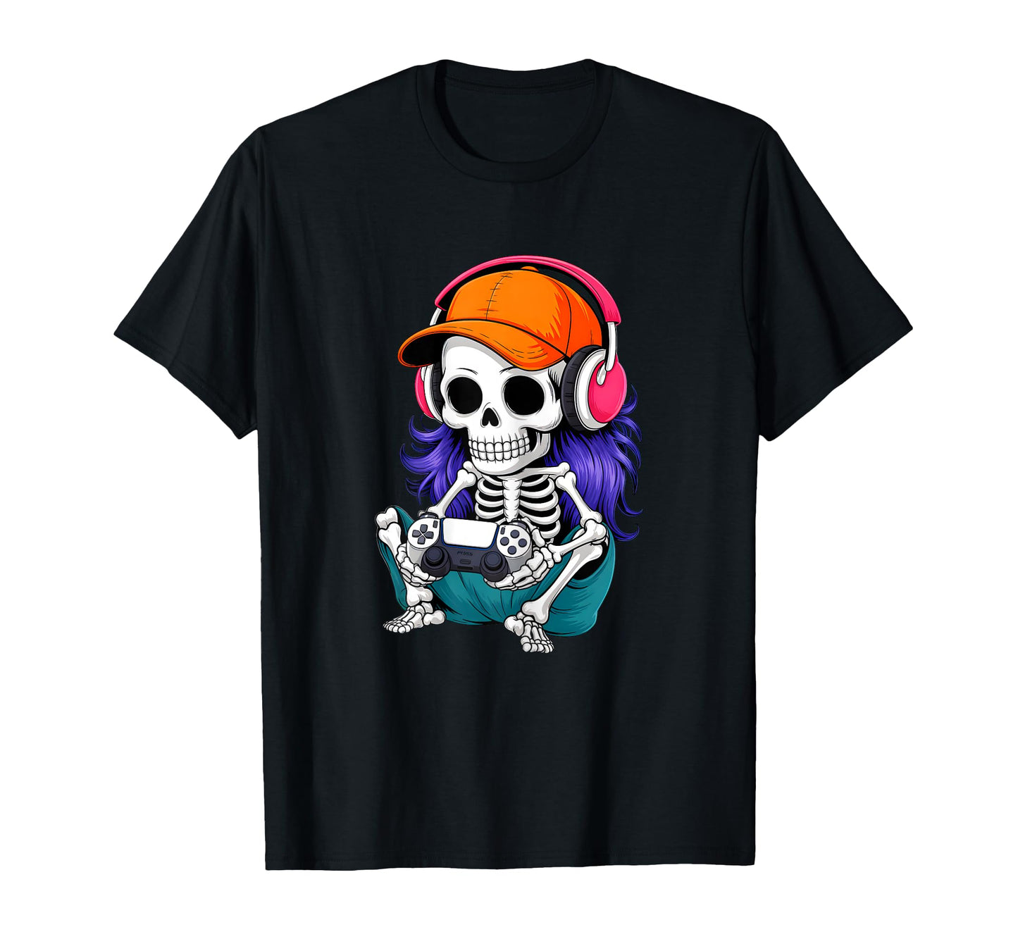 Funny Girls Halloween Skeleton Gamer Video Gaming Girl Women T-Shirt