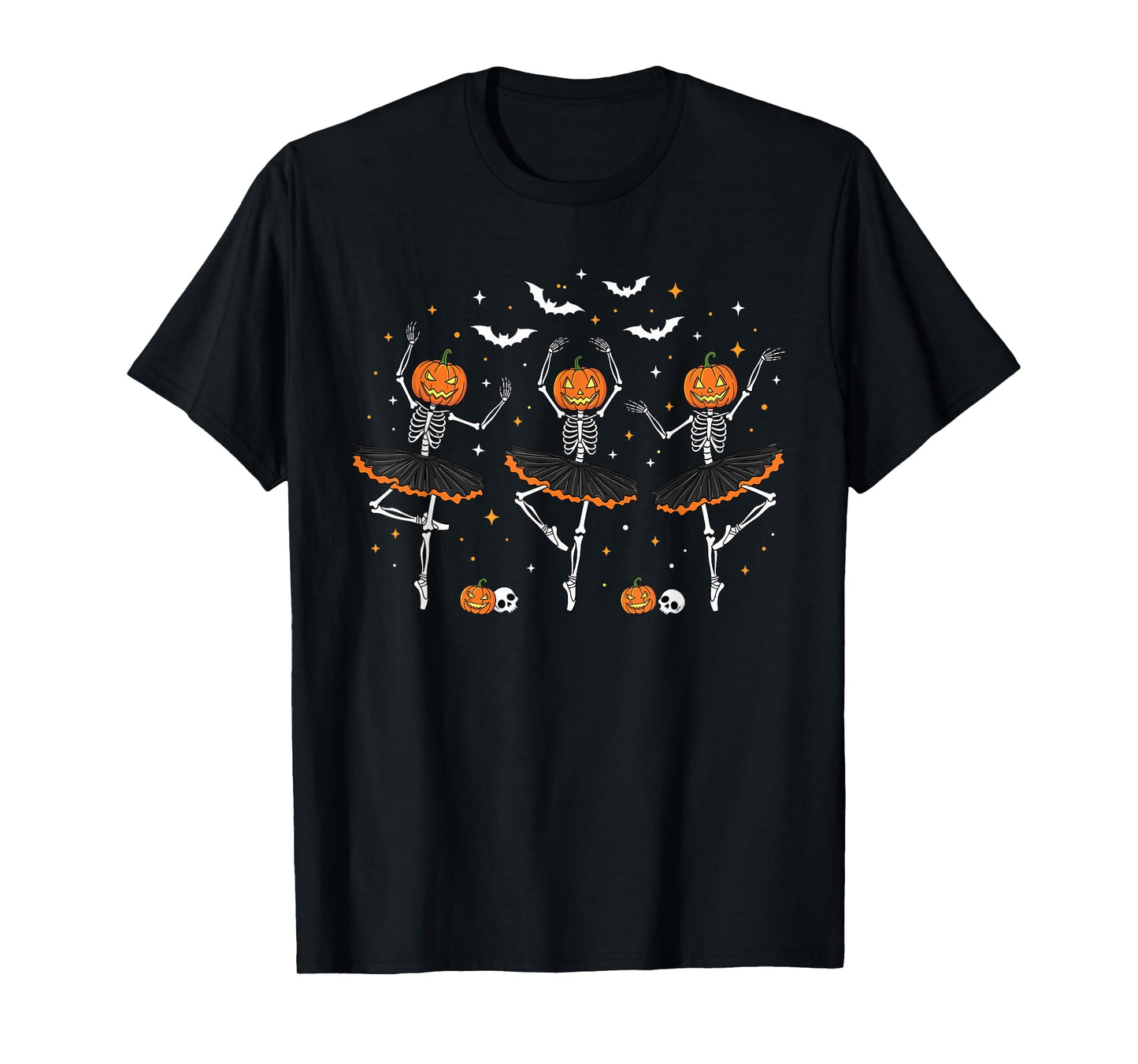Skeleton Ballerinas Pumpkin Ballet Dance Halloween Girls T-Shirt