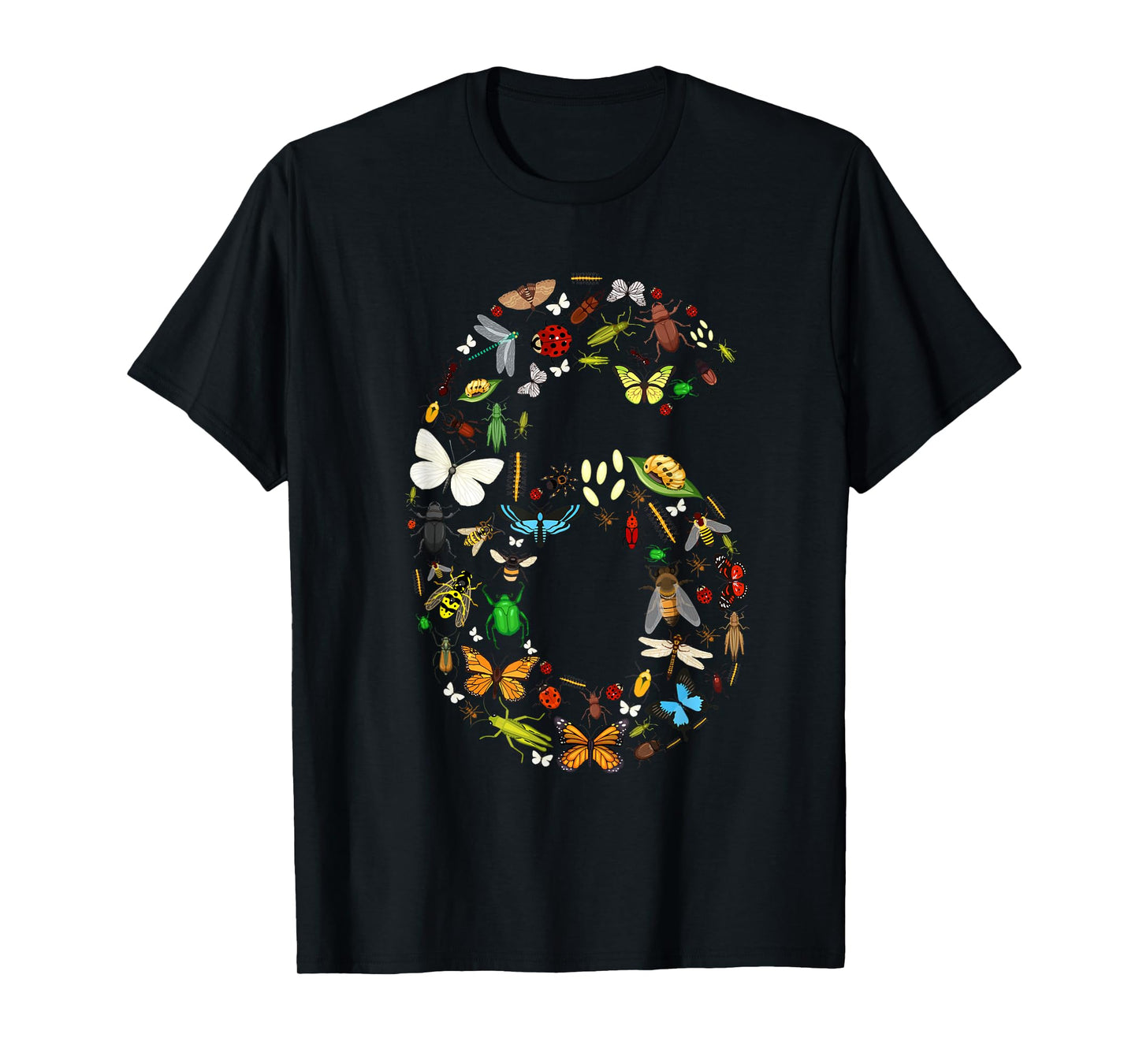 6 Years Old Six Bug 6th Birthday Bugs Insects Boy Girl T-Shirt