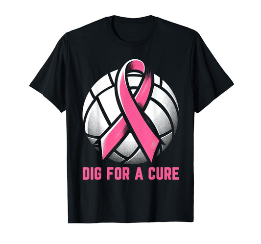 Dig For A Cure Breast Cancer Awareness Volleyball Pink Out T-Shirt