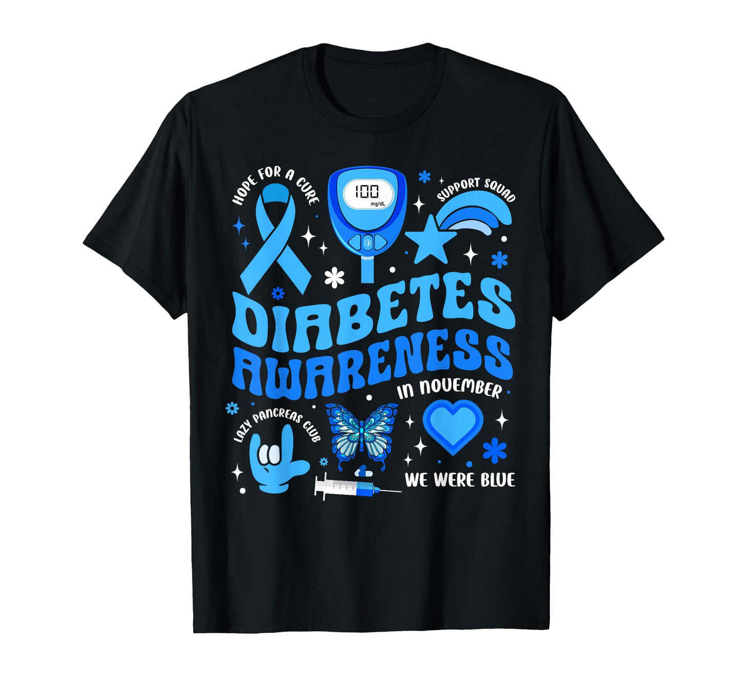 Diabetes Awareness Toddler Ribbon T1D Support Warrior Squad T-Shirt