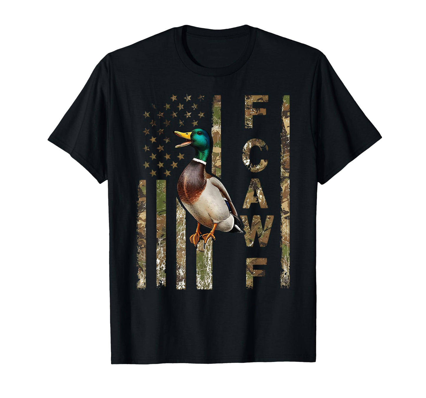 F-CAW-F Mallard Duck Hunting Camo USA Flag FCawF T-Shirt