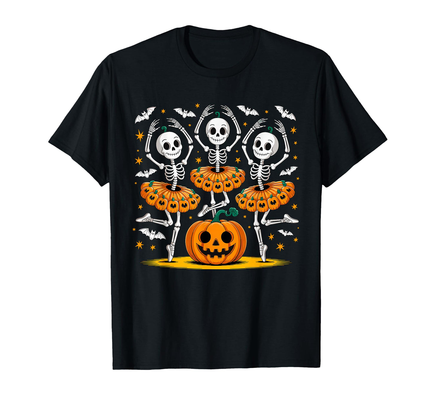 Ballet Skeleton Pumpkin Halloween Scary for Men Women Boys T-Shirt