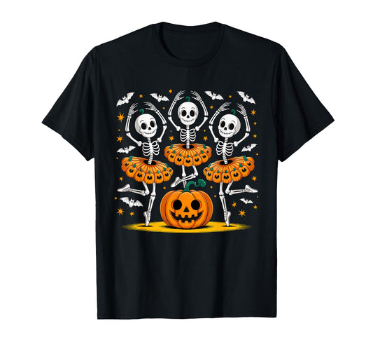 Ballet Skeleton Pumpkin Halloween Scary for Men Women Boys T-Shirt