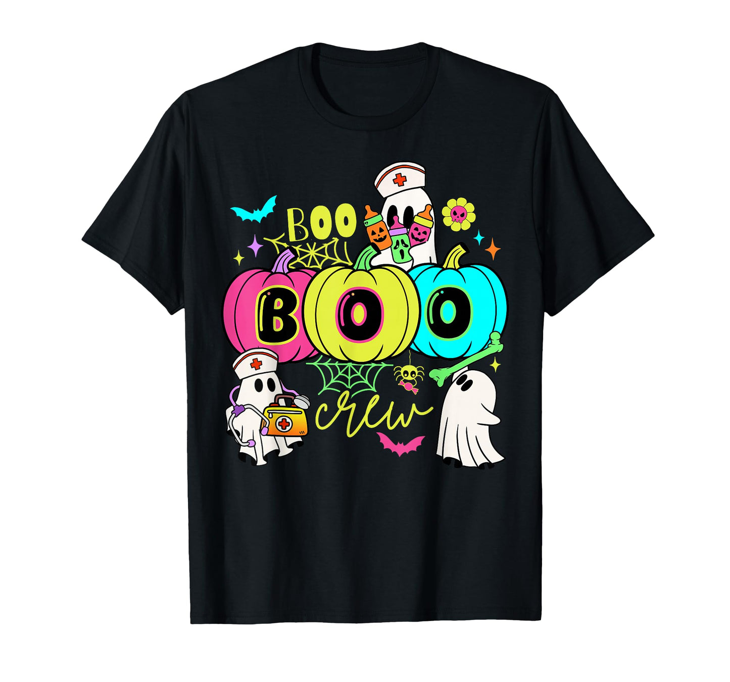 Fun Ghost Nurse Halloween Boo-Boo Crew Spooky Scrub Costume T-Shirt