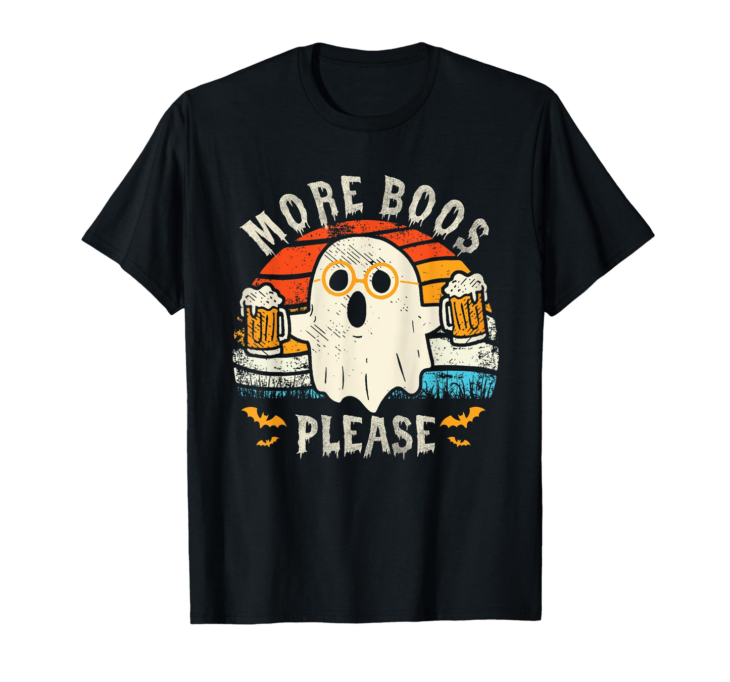 Retro More Boos Please Ghost Beer Halloween Costume Men Boys T-Shirt