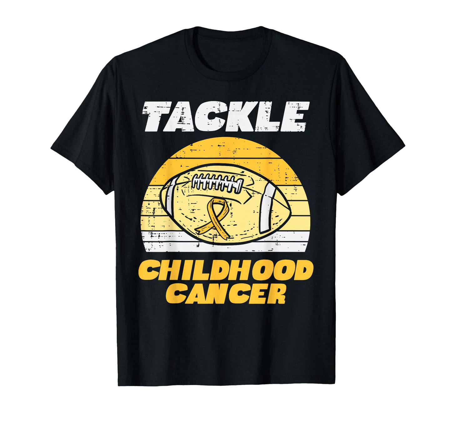 Football Tackle Childhood Cancer Retro Awareness Ribbon T-Shirt