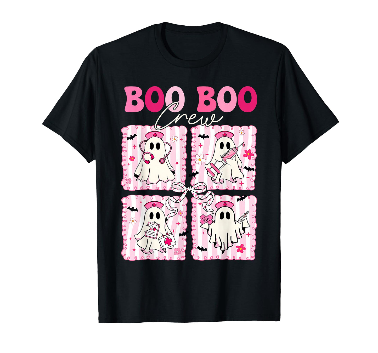 Boo Boo Crew Halloween Coquette Bow Nurse Spooky Ghost T-Shirt