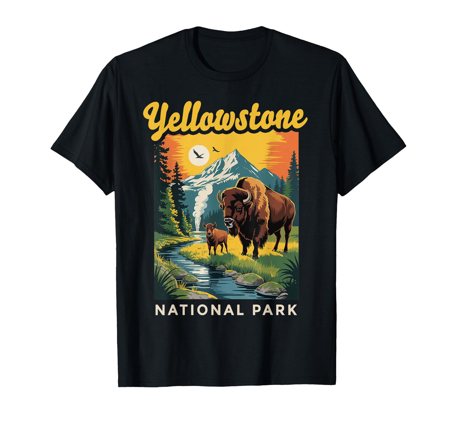 Wyoming Buffalo Bison Vintage Yellowstone National Park T-Shirt