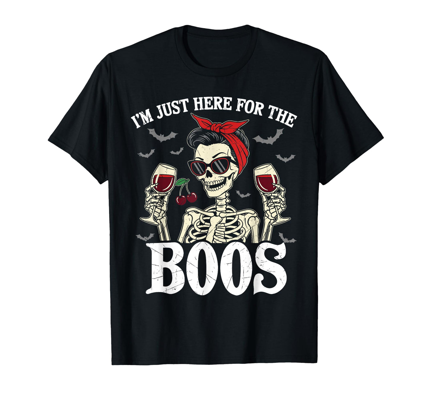 I'm Just Here for The Boos Shirt Halloween Skeleton Bow T-Shirt