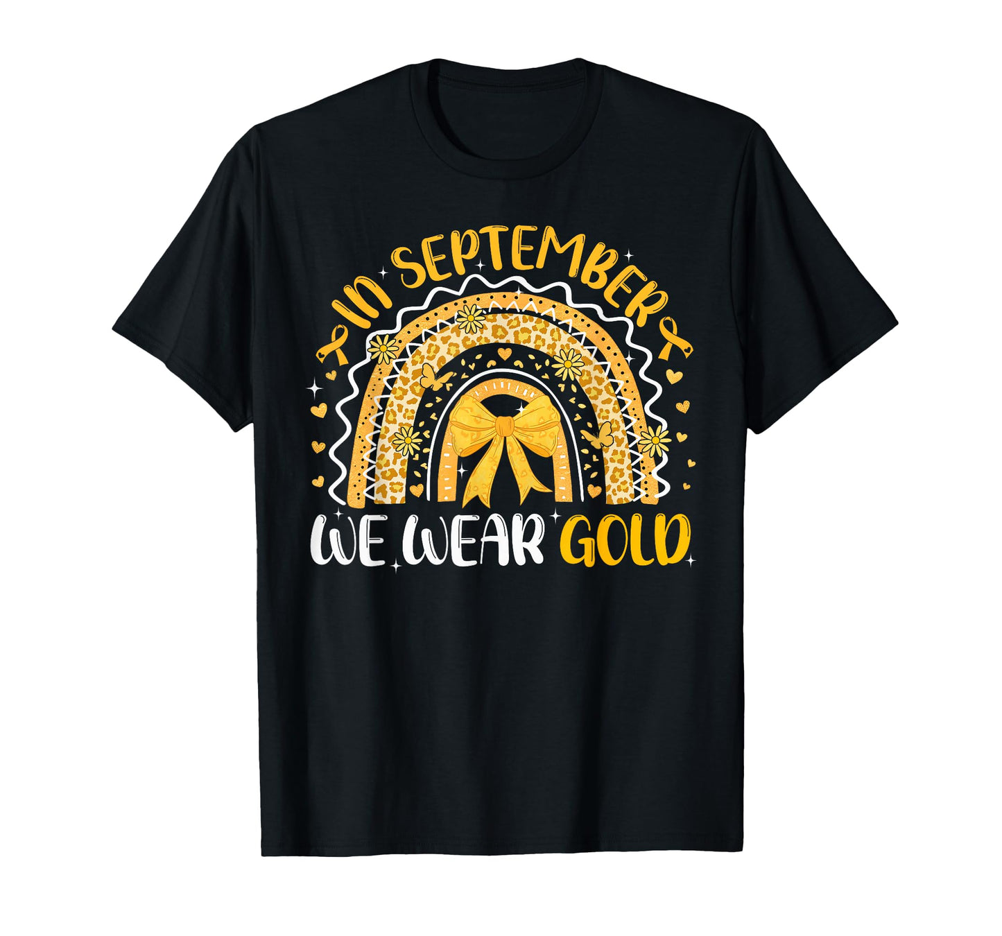In September We Wear Gold Childhood Cancer Awareness Rainbow T-Shirt