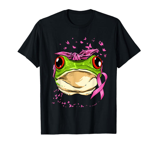 Frog Breast Cancer Awareness Pink Ribbon Cancer Survivor T-Shirt