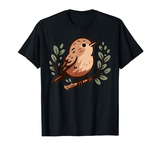 Cute Cottagecore Aesthetic Wren Bird T-Shirt