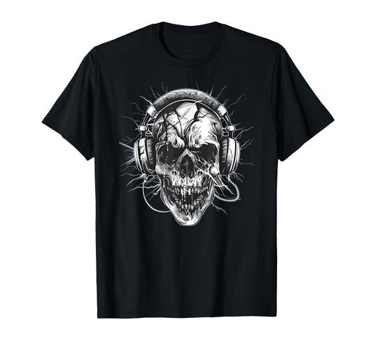 Skull with Headphones Music T-Shirt
