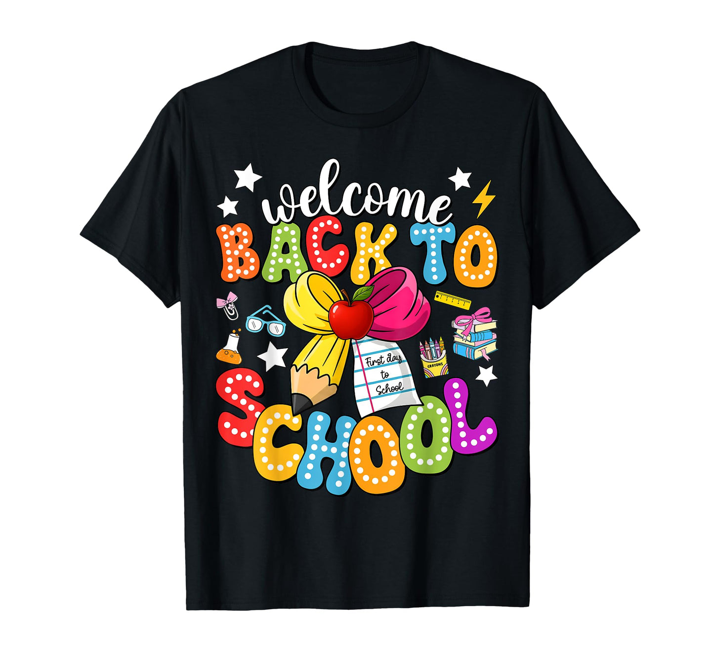 Back To School Pencil Coquette Bow First Day of School Kids T-Shirt