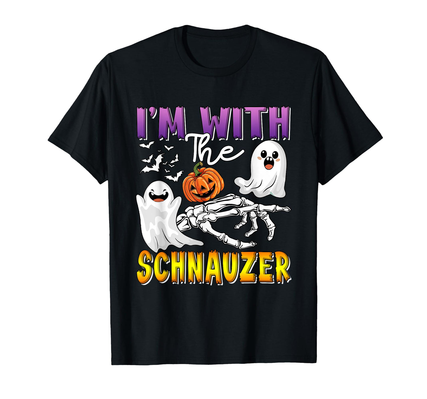 I'm with Schnauzer Halloween Boo Ghost Funny Single Owner T-Shirt