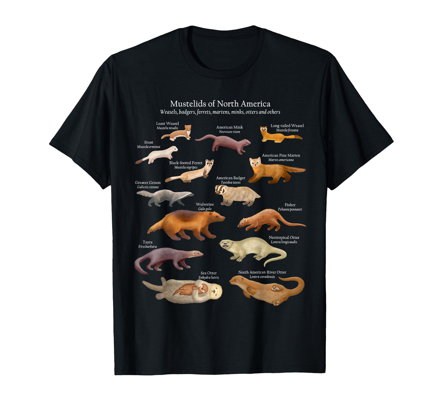 Mustelids of North America: Weasels, Otters, and Others T-Shirt