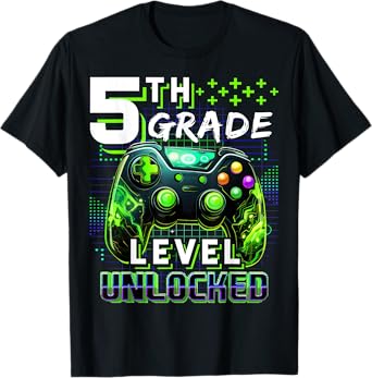 Back to School 5th Grade Boys Gamer First Day School Level T-Shirt