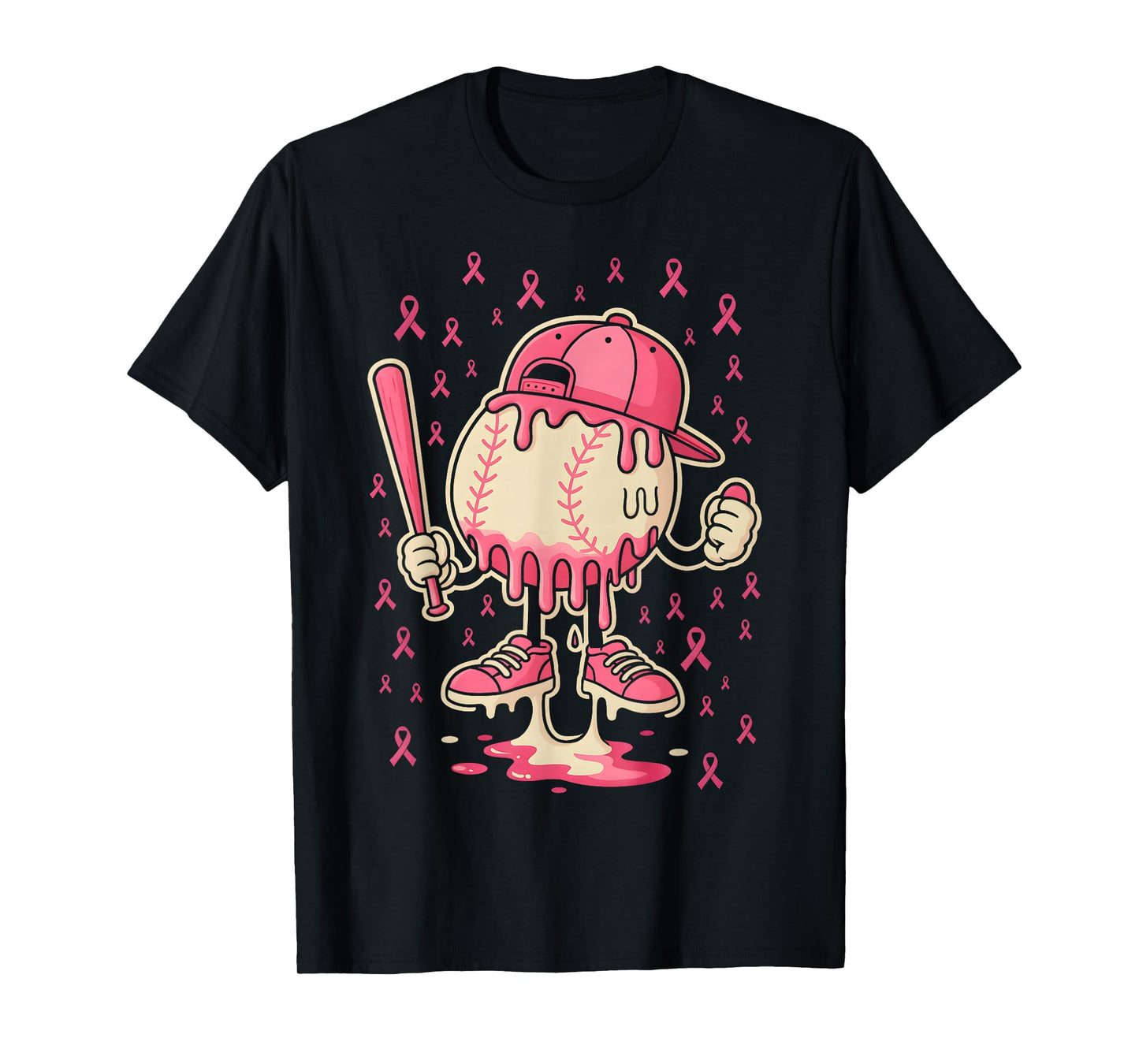 Baseball Drip Ice Cream Breast Cancer Awareness Boys & Girls T-Shirt