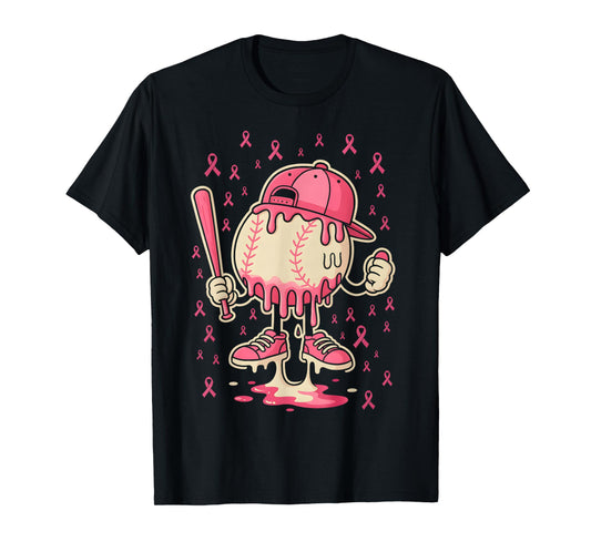 Baseball Drip Ice Cream Breast Cancer Awareness Boys & Girls T-Shirt