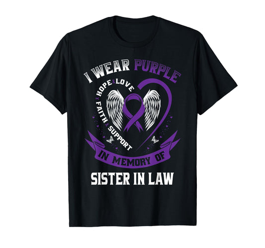 Wear Purple In Memory Of My Sister In Law Pancreatic Cancer T-Shirt