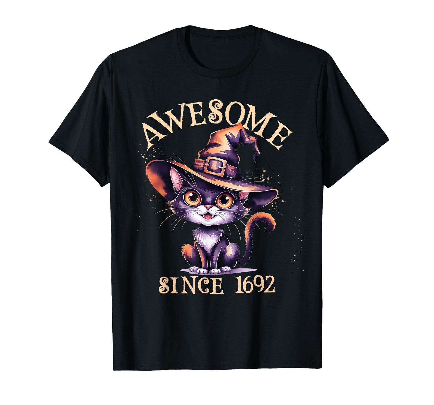 Kawaii Awesome Cat Witch Since 1692 Witchy Wicca Dad Witches T-Shirt