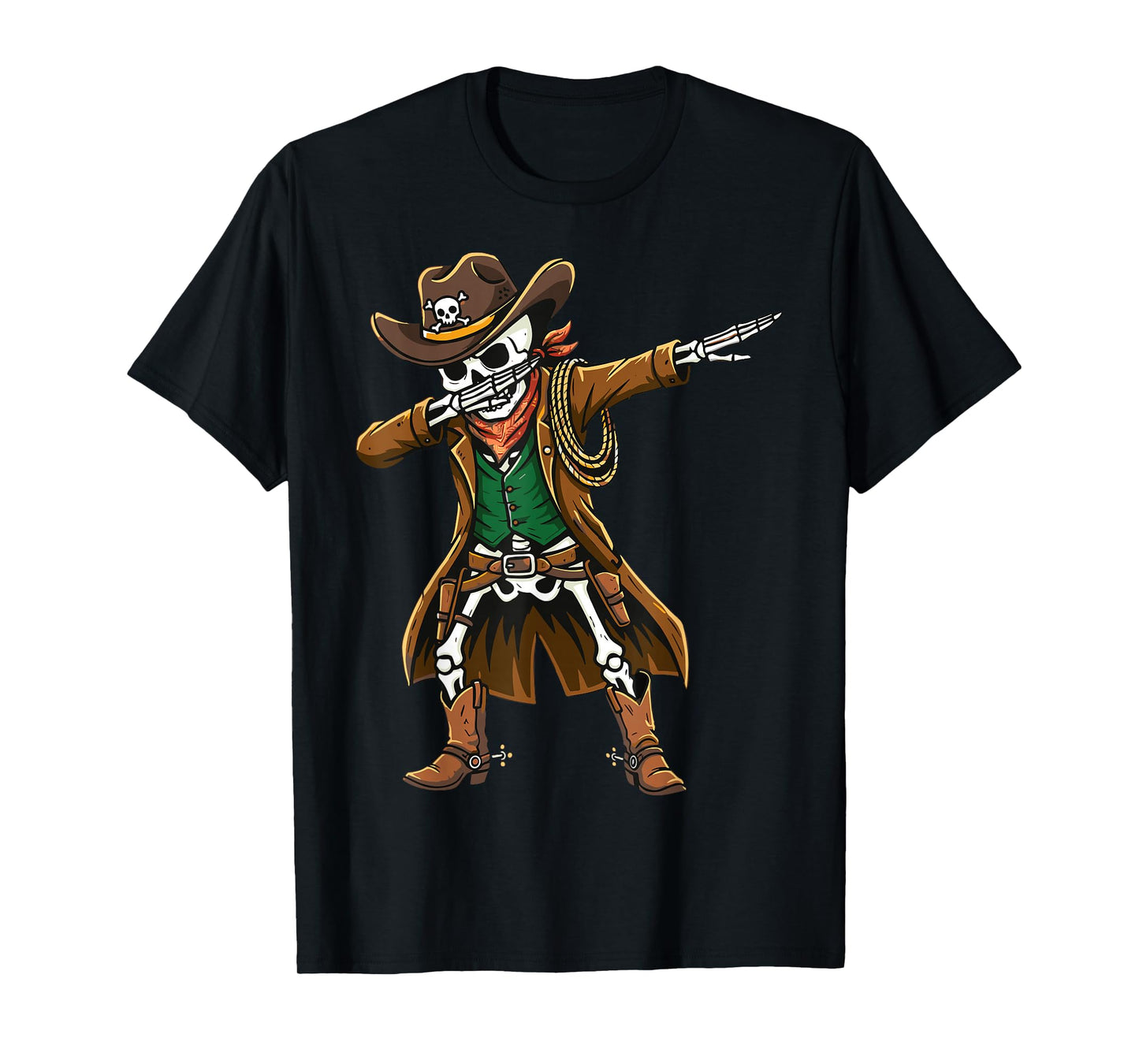 Dabbing Skeleton Cowboy Funny Western T-Shirt
