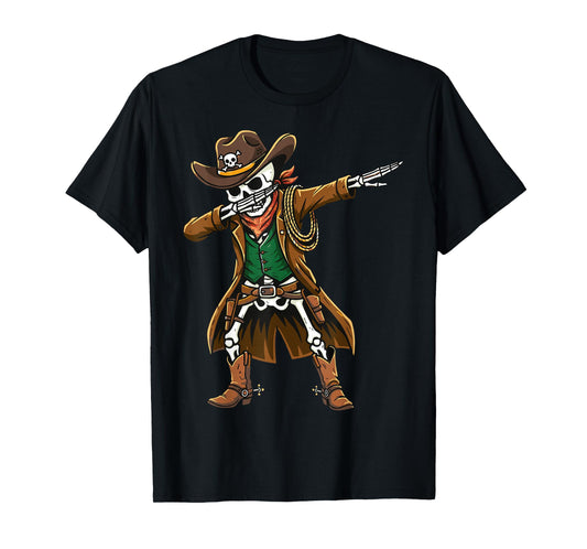 Dabbing Skeleton Cowboy Funny Western T-Shirt