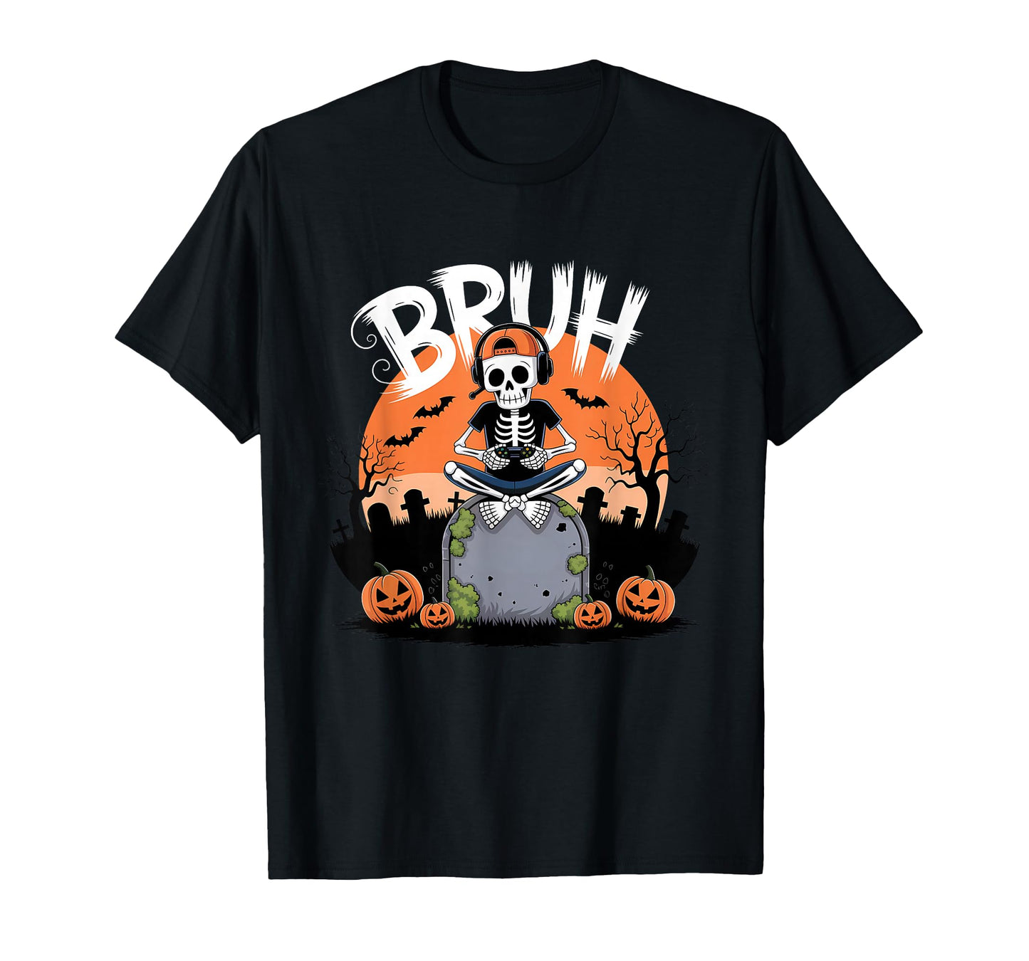 Halloween Skeleton Video Gaming Gamer Men Boys Teens Youths T-Shirt