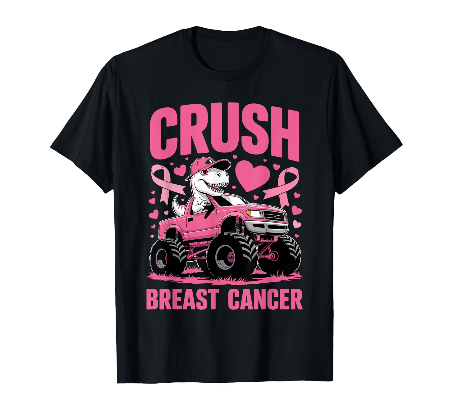 Crush Breast Cancer Awareness Monster Truck Toddler Boy Kids T-Shirt