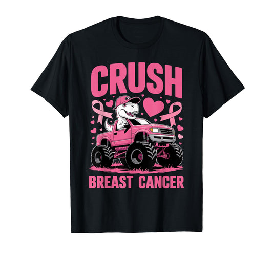 Crush Breast Cancer Awareness Monster Truck Toddler Boy Kids T-Shirt