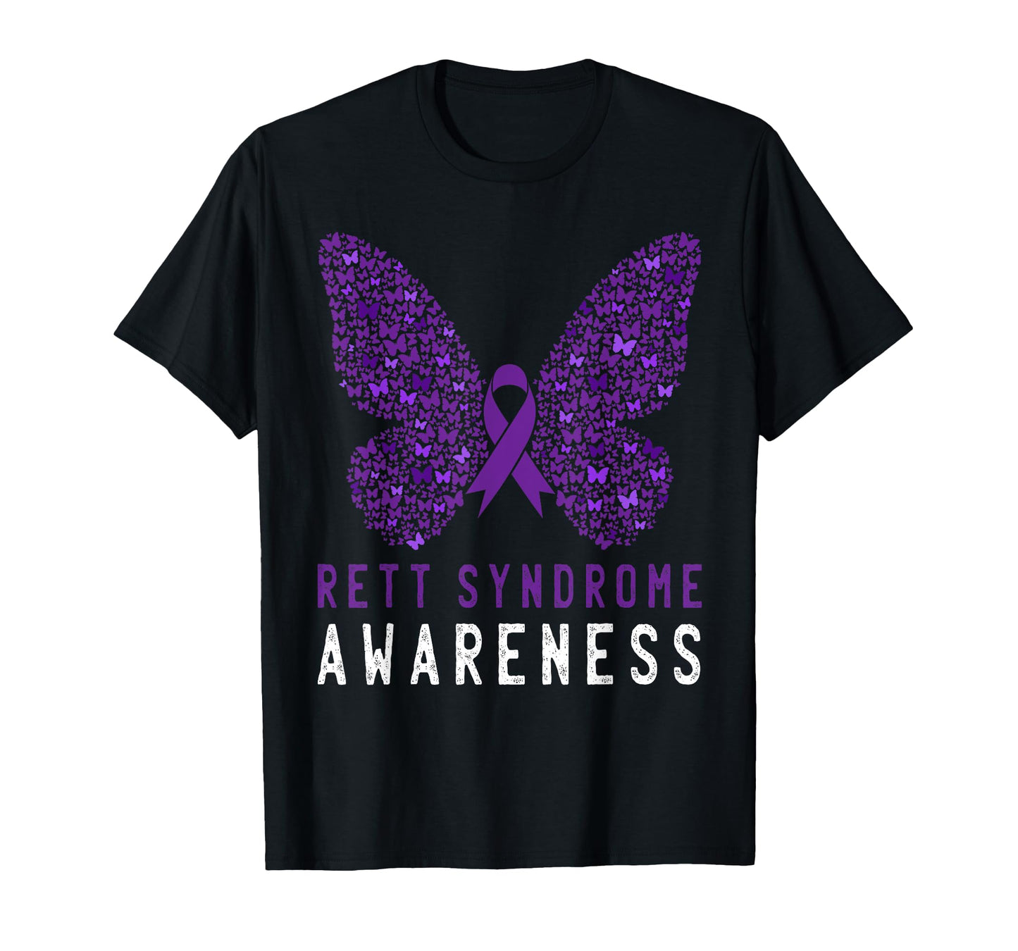 Rett Syndrome Awareness Butterfly Purple Ribbon Support T-Shirt