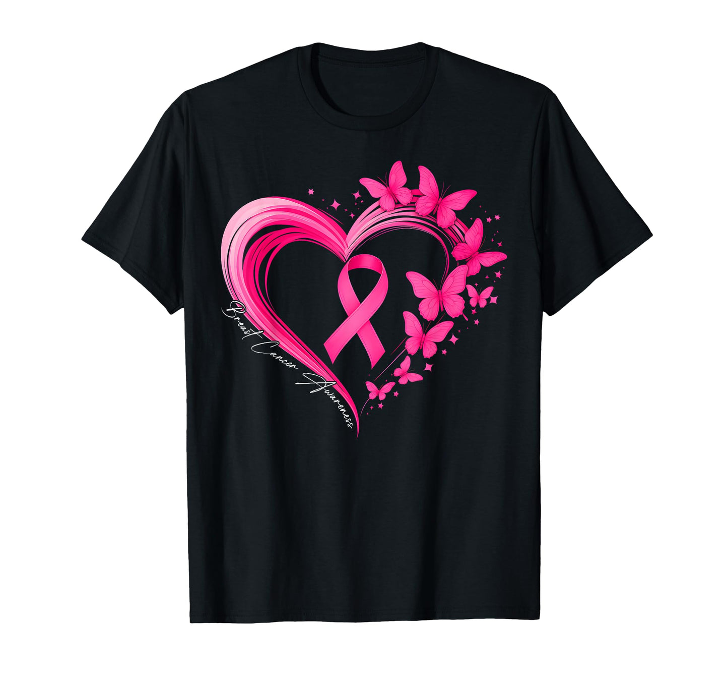 Breast Cancer Awareness Heart Butterflies Women Men Kids T-Shirt