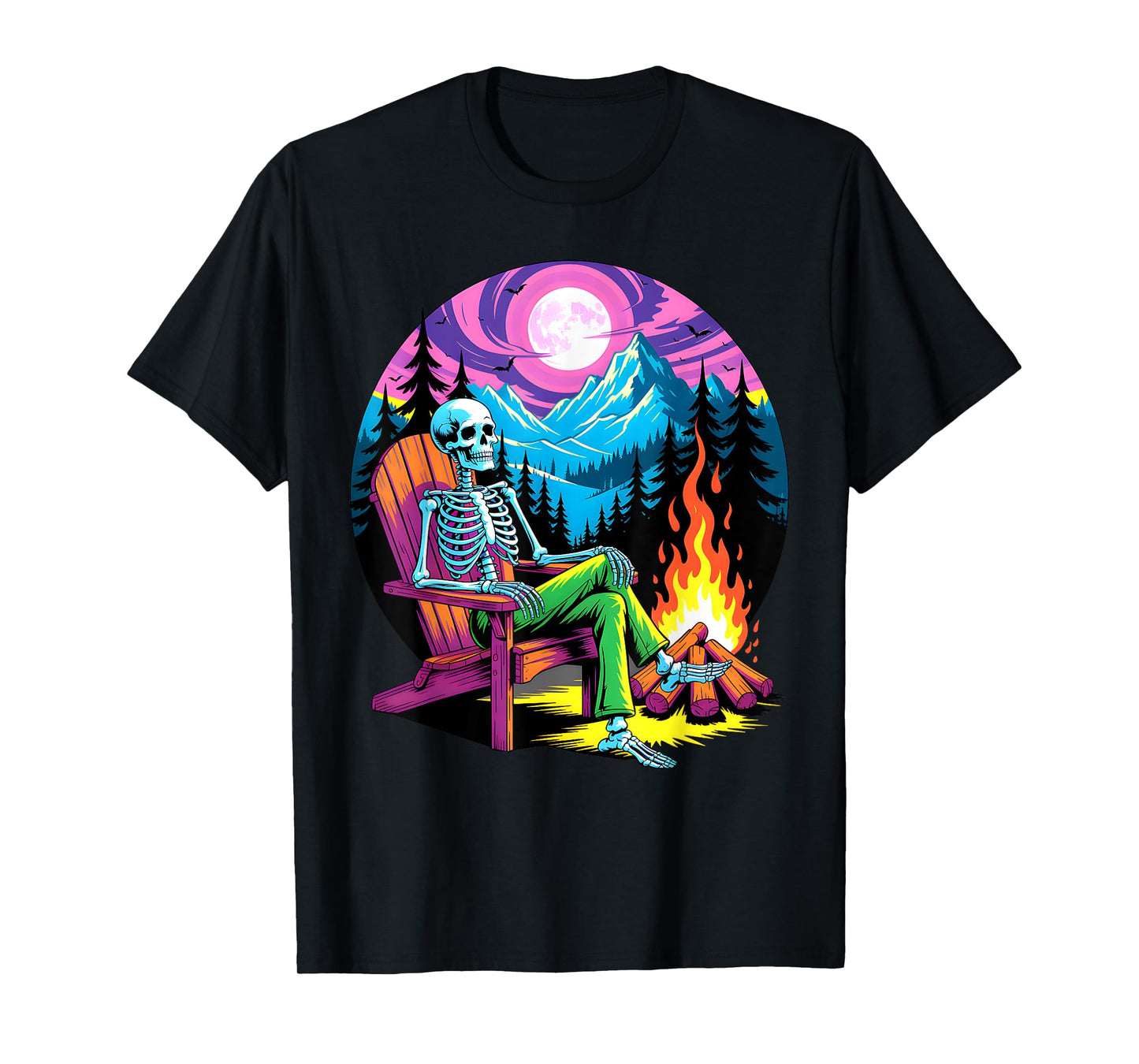 Skeleton Camping Halloween Costume Bones Camp Camper T-Shirt
