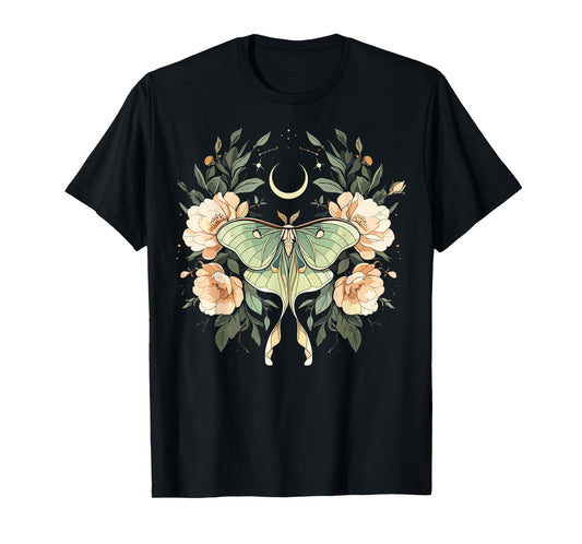 Cottagecore Luna Moth Whimsical Art Florals Mystical T-Shirt