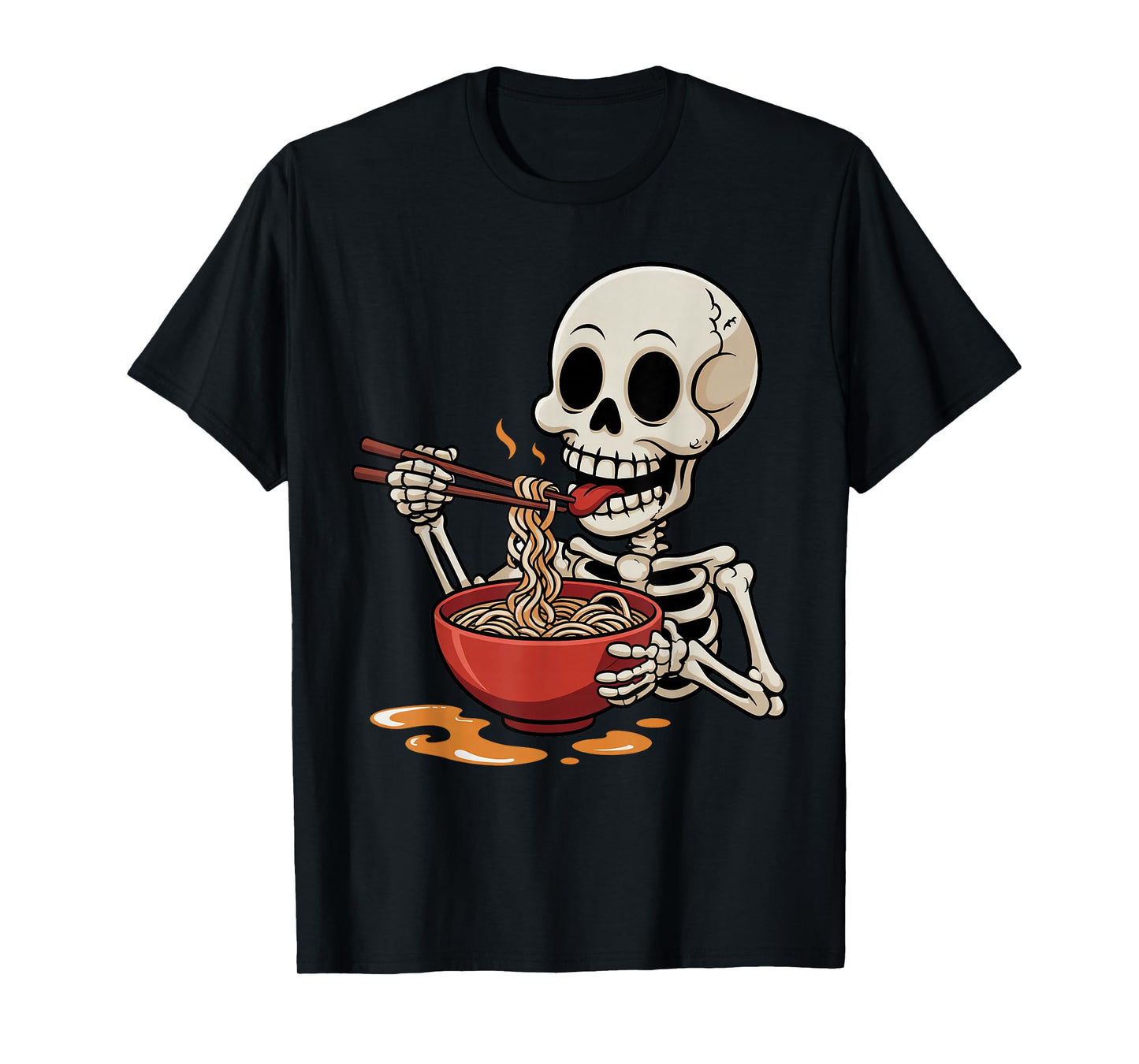 Halloween Cute Skeleton Eating Ramen Noodles Trick or Treat T-Shirt