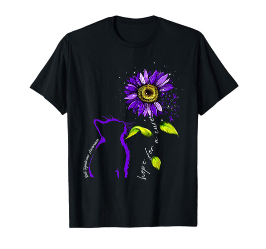 Sunflower Cat Purple Rett Syndrome Awareness Men Women T-Shirt