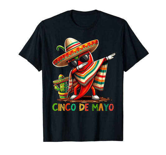 Dabbing Chili Cinco de Mayo Funny Mexican Food Dab Boys Kids T-Shirt