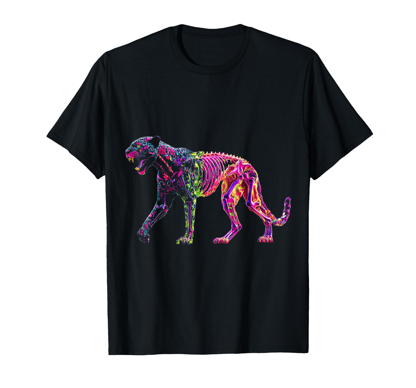 Halloween Leopard Skeleton Zombie Colorful Animal Halloween T-Shirt