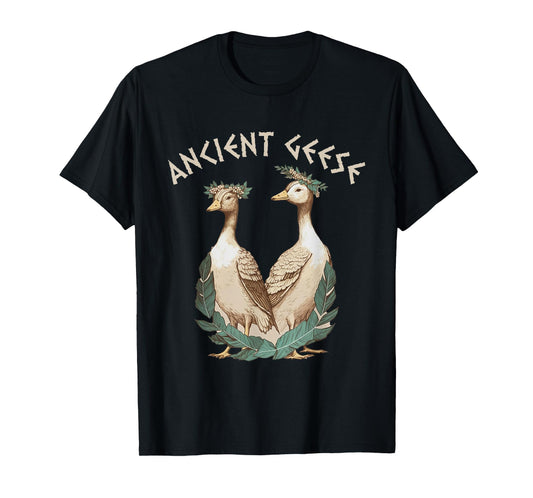 Ancient Greek Mythology Gods and Monsters | Ancient Geese Goose | Black T-Shirt
