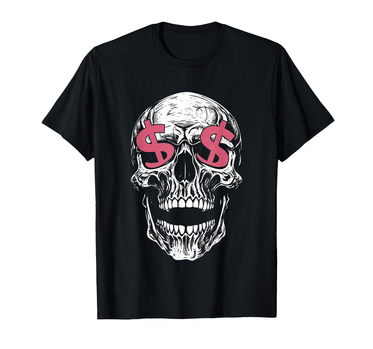 Skulls with Dollar Sign Eyes - Edgy Wealth Symbol Greed T-Shirt