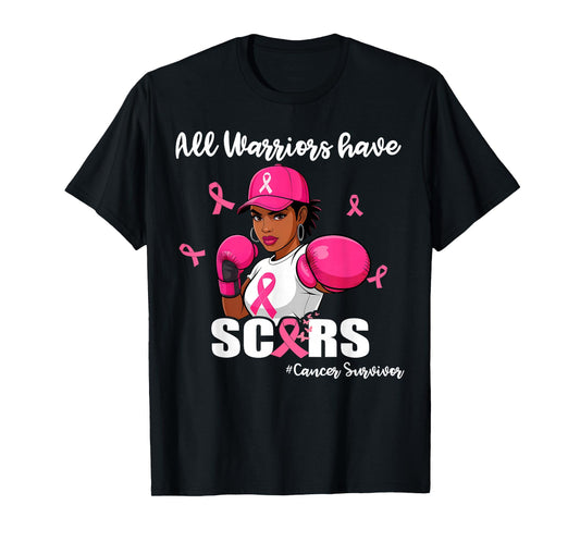Women Black African American Fight Breast Cancer Pink Ribbon T-Shirt