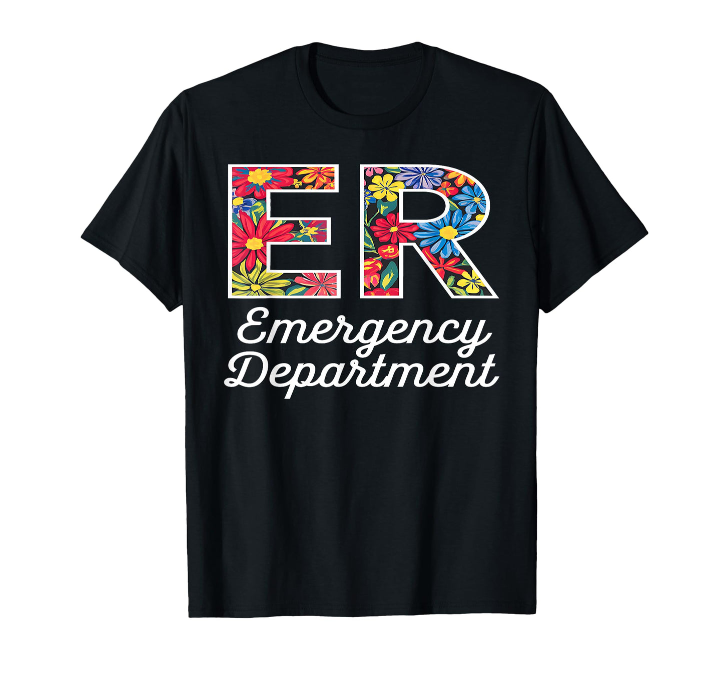 Floral ER Nurse Emergency Room Women RN Emergency Department T-Shirt